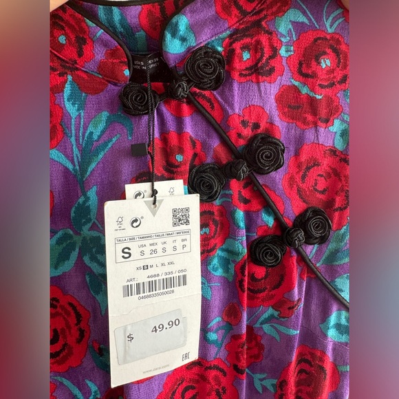 🌹NWT! ZARA Chinese Floral Mini Dress - Picture 4 of 7